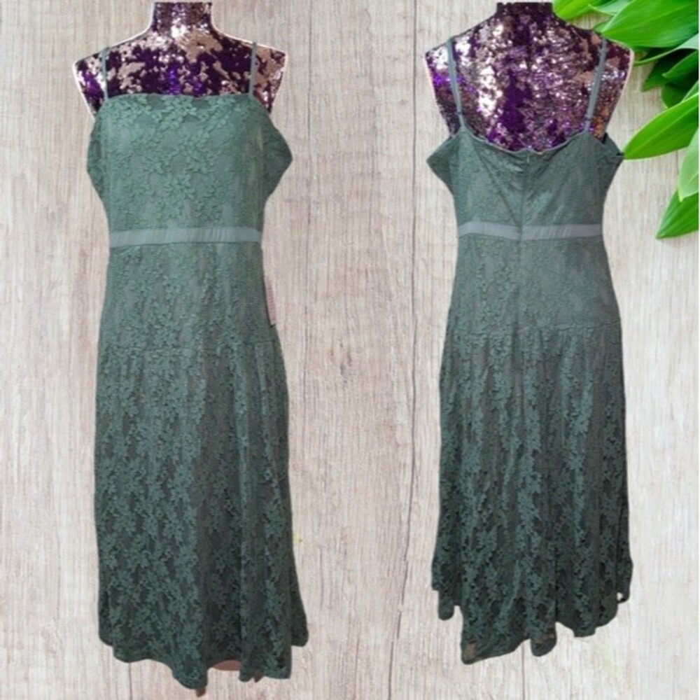 NSR Nordstrom Rack New XL Lace Eyelet Green Spaghetti Strap Midi Dress